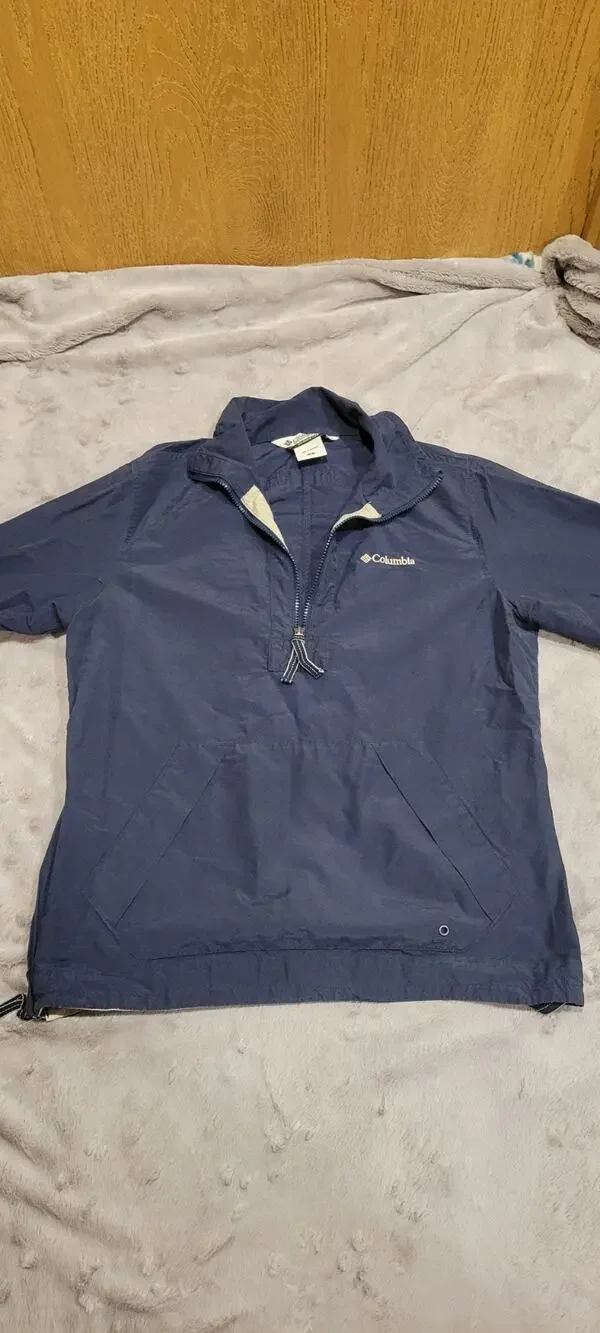 Columbia Half Zip Anorak Windbreaker Pullover Jacket Women M Blue Outdoor Hiking